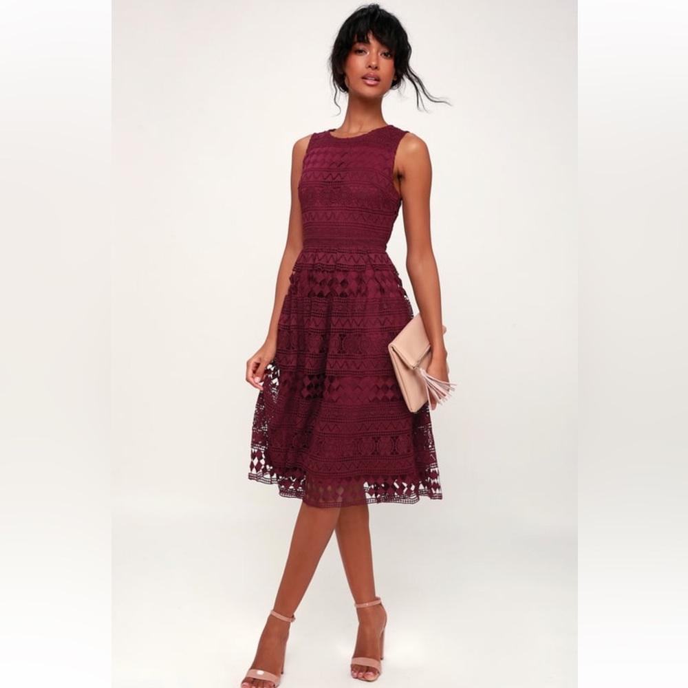 New Lulus Madly in Love Plum Purple Lace Sleeveless Dress